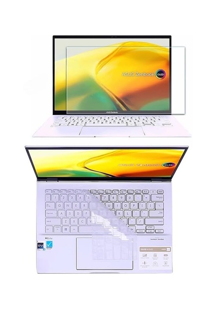غطاء لوحة مفاتيح وزجاج مقسى متوافق لجهاز ASUS ZenBook 14 OLED 2025 UX3405C - Image 1