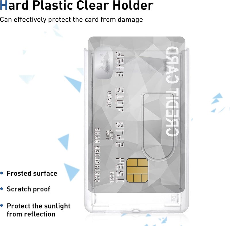 klarako 20 Pieces Heavy Duty Badge Holders Rigid Hard Plastic ID Access Vertical Badge Holder Dual 2 Sided ID Badge Holder Transparent Plastic Credit Card Protector ID Card Case - Image 5