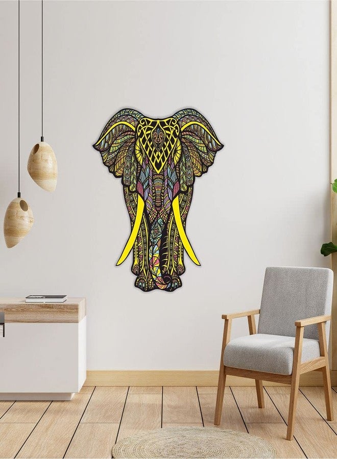 CVANU Beautiful Yellow Elephant Mandala Pattern Design Wall Sticker to Increase Charm of Your Wall Size(60CM X 58CM) Multicolor_C10 - Image 2