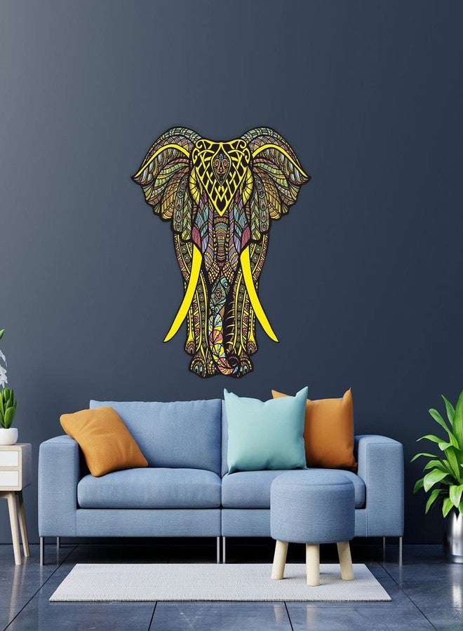 CVANU Beautiful Yellow Elephant Mandala Pattern Design Wall Sticker to Increase Charm of Your Wall Size(60CM X 58CM) Multicolor_C10 - Image 4