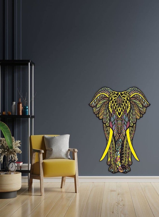 CVANU Beautiful Yellow Elephant Mandala Pattern Design Wall Sticker to Increase Charm of Your Wall Size(60CM X 58CM) Multicolor_C10 - Image 3