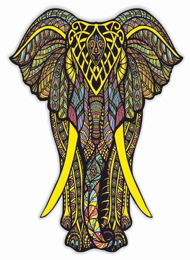 CVANU Beautiful Yellow Elephant Mandala Pattern Design Wall Sticker to Increase Charm of Your Wall Size(60CM X 58CM) Multicolor_C10 - Image 1