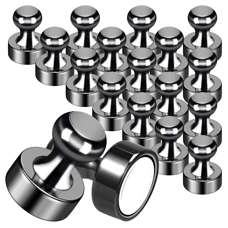 GOOZADA 20Pack Strong Magnets for Refrigerator Neodymium Fridge Magnets Adult Magnets for Dry Erase Board Lockers Whiteboard Kitchen Home Office Classroom Black - Image 1