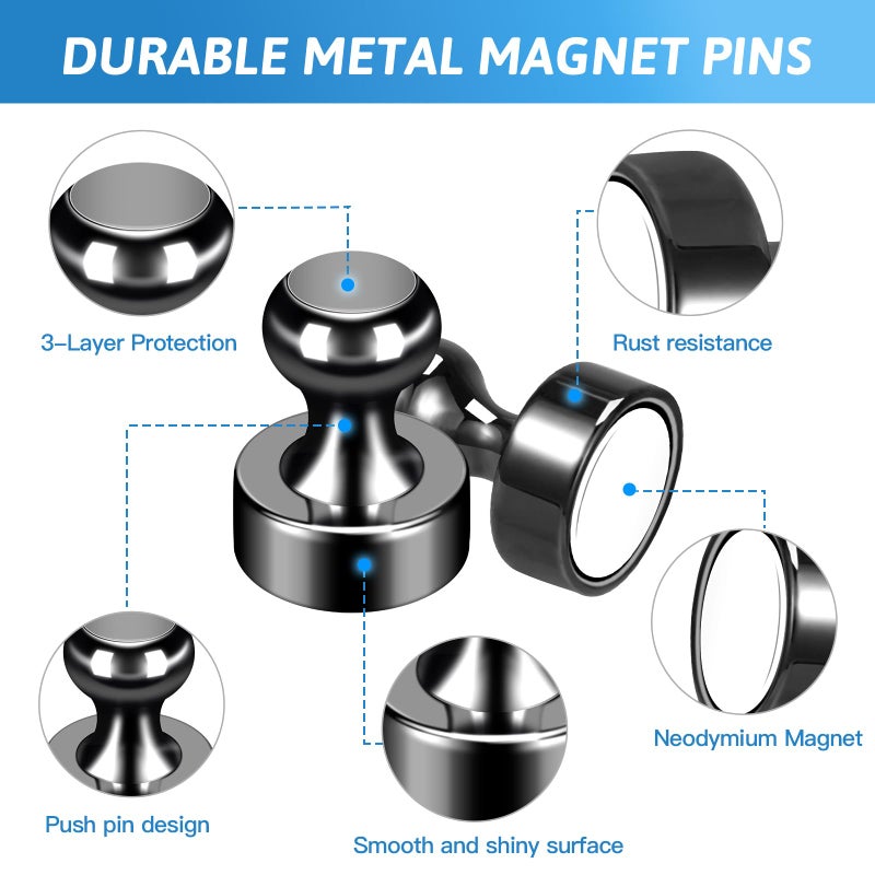 GOOZADA 20Pack Strong Magnets for Refrigerator Neodymium Fridge Magnets Adult Magnets for Dry Erase Board Lockers Whiteboard Kitchen Home Office Classroom Black - Image 4