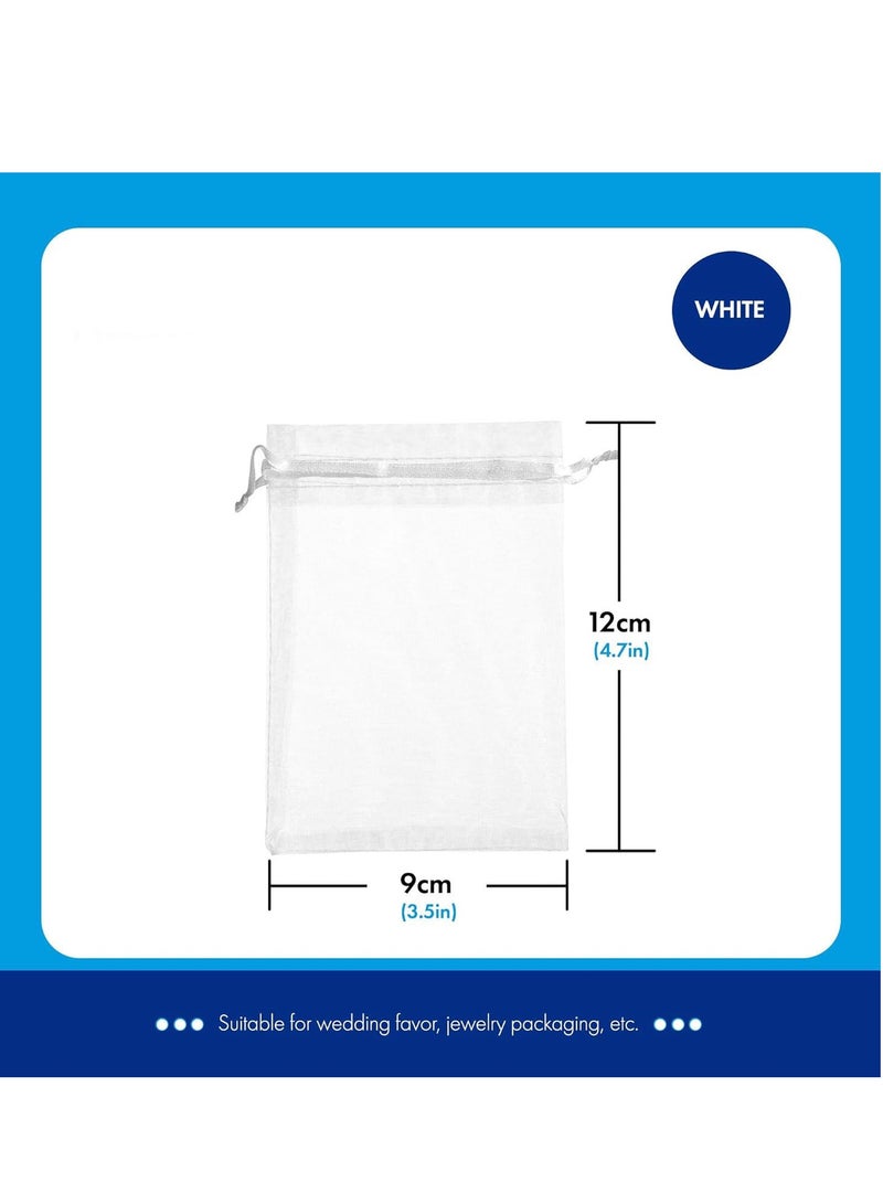 Flushrenic 50 Pieces Organza Bags with Drawstrings,9 X 12 cm Organza Bags for Jewelry Pouches,Candies and Wedding Party,Eid Christmas Bags for Gifts,Organza Gift Bags,Goody Bags (White)  - Image 2