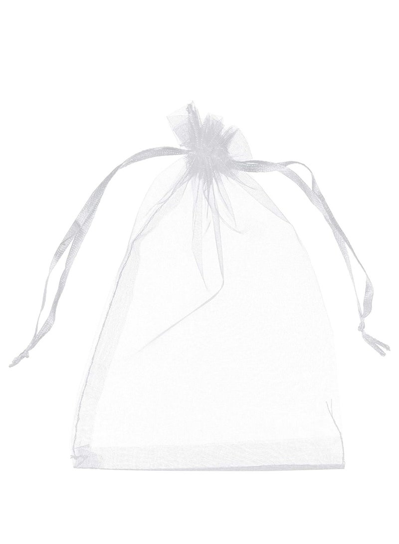 Flushrenic 50 Pieces Organza Bags with Drawstrings,9 X 12 cm Organza Bags for Jewelry Pouches,Candies and Wedding Party,Eid Christmas Bags for Gifts,Organza Gift Bags,Goody Bags (White)  - Image 4