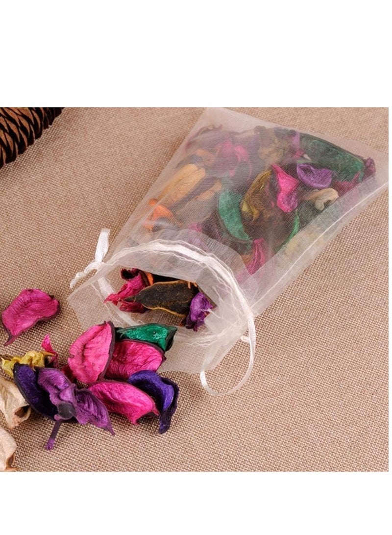 Flushrenic 50 Pieces Organza Bags with Drawstrings,9 X 12 cm Organza Bags for Jewelry Pouches,Candies and Wedding Party,Eid Christmas Bags for Gifts,Organza Gift Bags,Goody Bags (White)  - Image 5
