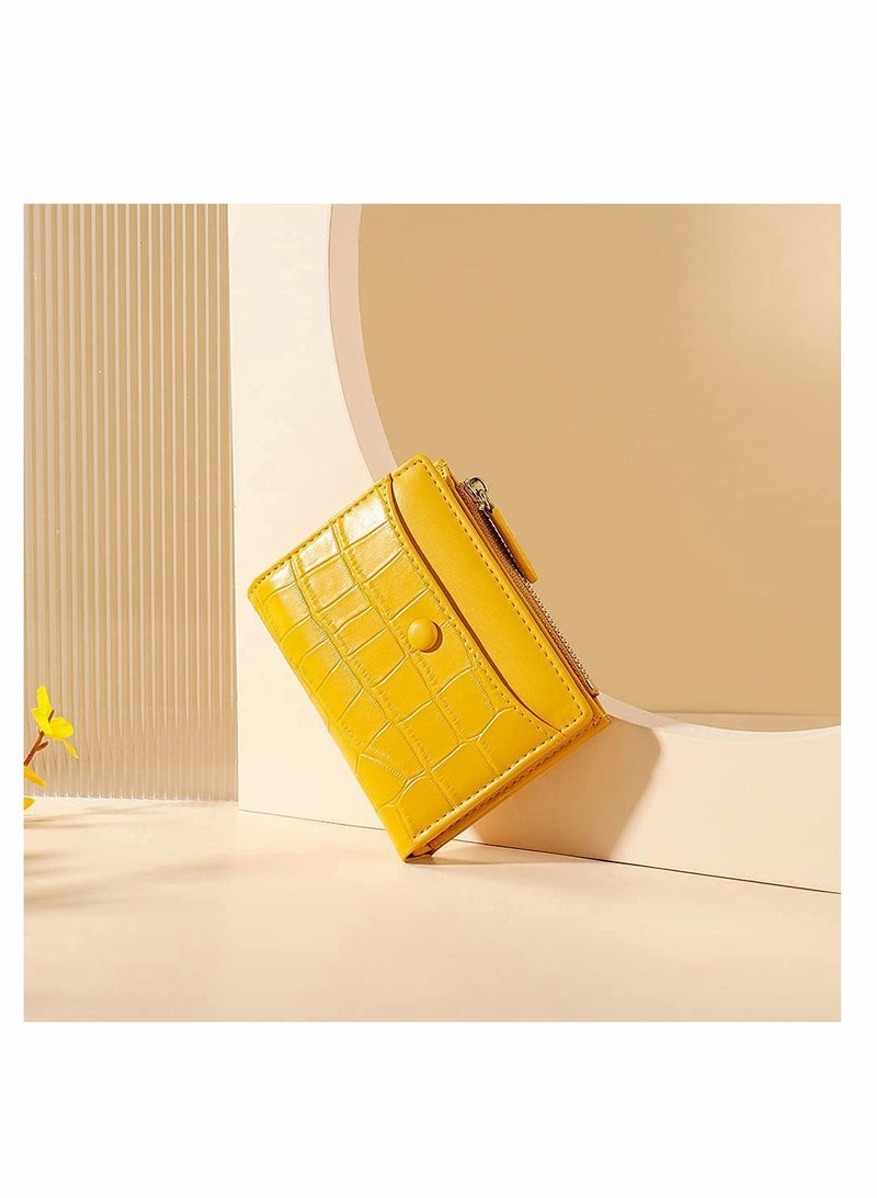 KASTWAVE Small Purses for Women Fashion Stone Pattern Girls Wallet Thin and Light Card Holder Organizer (Yellow)  - Image 5