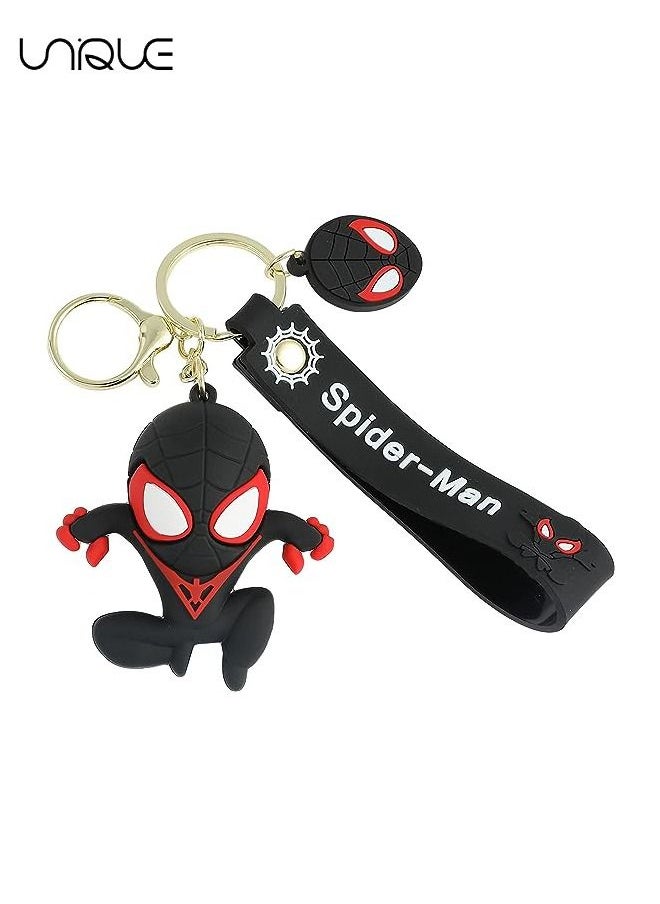 Unique Cartoon Marvel Keychain -Keychain Gift for Boys, Cartoon Keychains Accessories Keyring Key Purse Backpack Car Charms - Good Evil Spider-Man - Black  - Image 1