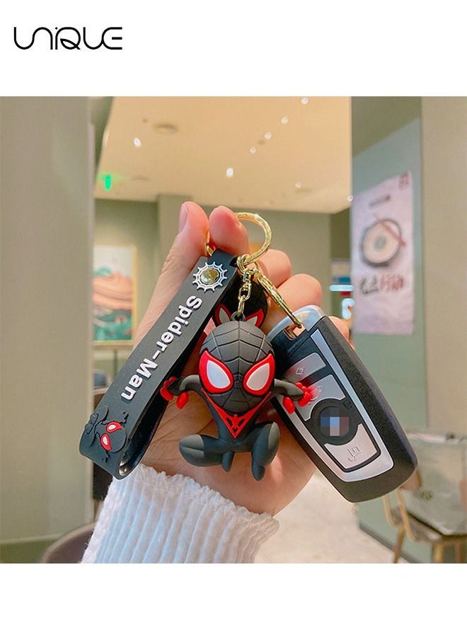 Unique Cartoon Marvel Keychain -Keychain Gift for Boys, Cartoon Keychains Accessories Keyring Key Purse Backpack Car Charms - Good Evil Spider-Man - Black  - Image 5