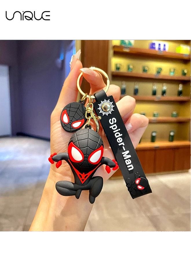 Unique Cartoon Marvel Keychain -Keychain Gift for Boys, Cartoon Keychains Accessories Keyring Key Purse Backpack Car Charms - Good Evil Spider-Man - Black  - Image 4