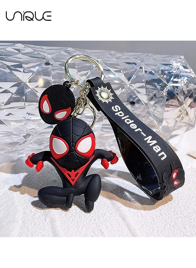 Unique Cartoon Marvel Keychain -Keychain Gift for Boys, Cartoon Keychains Accessories Keyring Key Purse Backpack Car Charms - Good Evil Spider-Man - Black  - Image 3