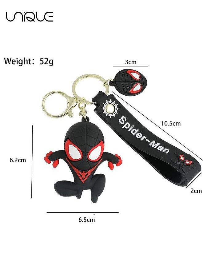 Unique Cartoon Marvel Keychain -Keychain Gift for Boys, Cartoon Keychains Accessories Keyring Key Purse Backpack Car Charms - Good Evil Spider-Man - Black  - Image 2