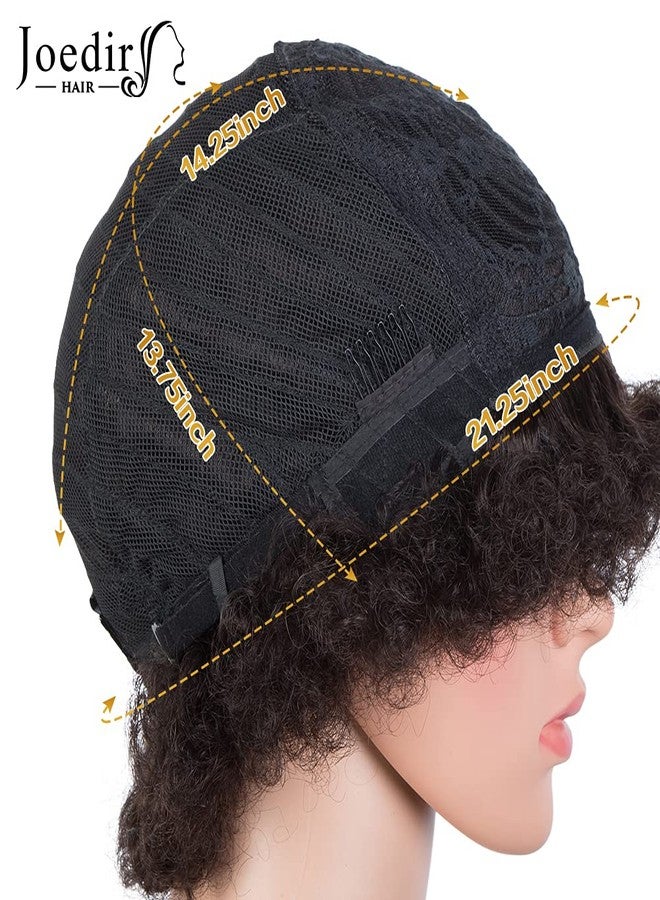 JOEDIR HAIR Short Afro Human Hair Wigs for Black Women Mixed Brown Afro Curly Wig Soft and Bouncy Glueless Wig 130% Density (Color: P4/30) - Image 5