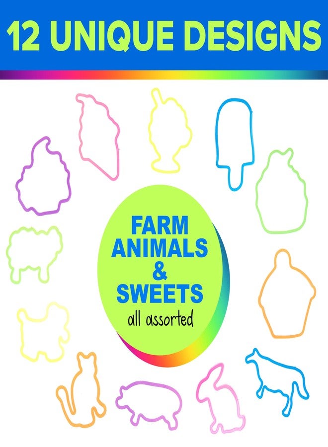 إكسبريشنز أساور مطاطية بأشكال متنوعة - عبوة كبيرة من ٤٨ قطعة - أساور مطاطية بألوان زاهية | مجموعة أساور مطاطية، أساور مطاطية للأطفال وهدايا حفلات، أشرطة مطاطية ملونة - Image 4