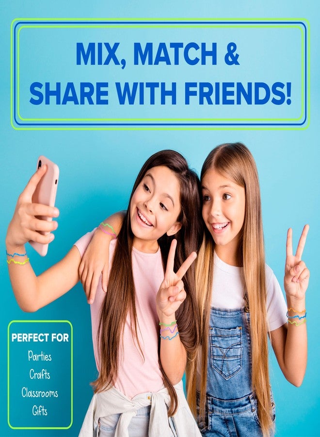 إكسبريشنز أساور مطاطية بأشكال متنوعة - عبوة كبيرة من ٤٨ قطعة - أساور مطاطية بألوان زاهية | مجموعة أساور مطاطية، أساور مطاطية للأطفال وهدايا حفلات، أشرطة مطاطية ملونة - Image 5