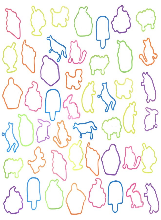 إكسبريشنز أساور مطاطية بأشكال متنوعة - عبوة كبيرة من ٤٨ قطعة - أساور مطاطية بألوان زاهية | مجموعة أساور مطاطية، أساور مطاطية للأطفال وهدايا حفلات، أشرطة مطاطية ملونة - Image 1