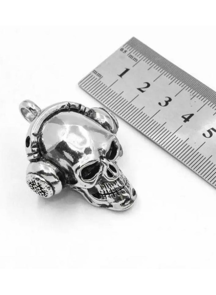 The Black Pearl Accessories Skull Stainless Steel Silver Pendant Necklace For Him - Image 2