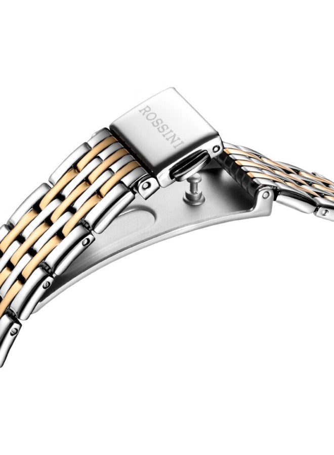 ROSSINI Men'S Quartz Watch With White Dial And Steel Strap, Birthday Gift For Boyfriend, Chinese Brand, Business Style, Compact, Water-Resistant 618573 - Image 3