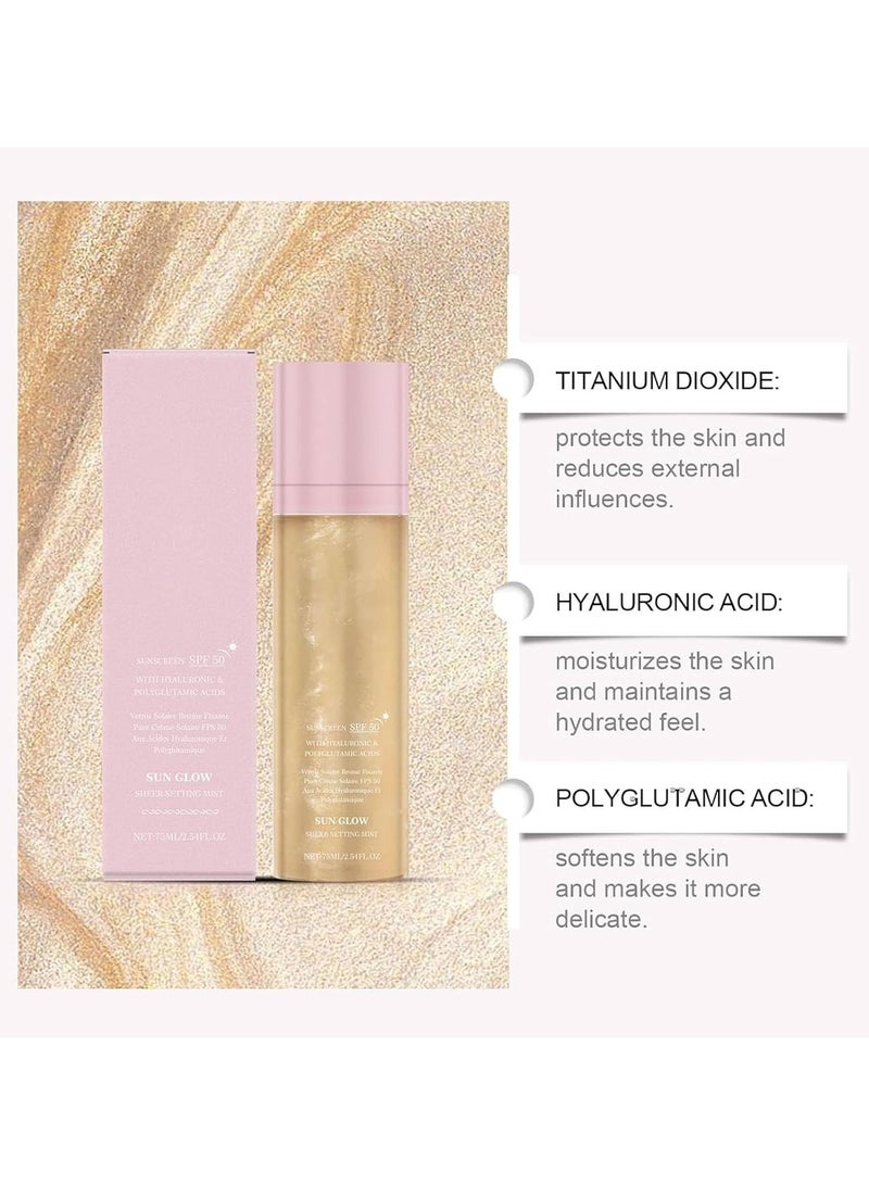 Hoygi Sunglaze Sheer Setting Mist Sunscreen SPF 50, Hydrating Glow Mist Spf, Sunglaze Settingmist, Sheer Mistsunscreen, Shimmer Sunscreen, Hydrating Glow Mistwith Shimmering Oil (1pcs) - Image 4