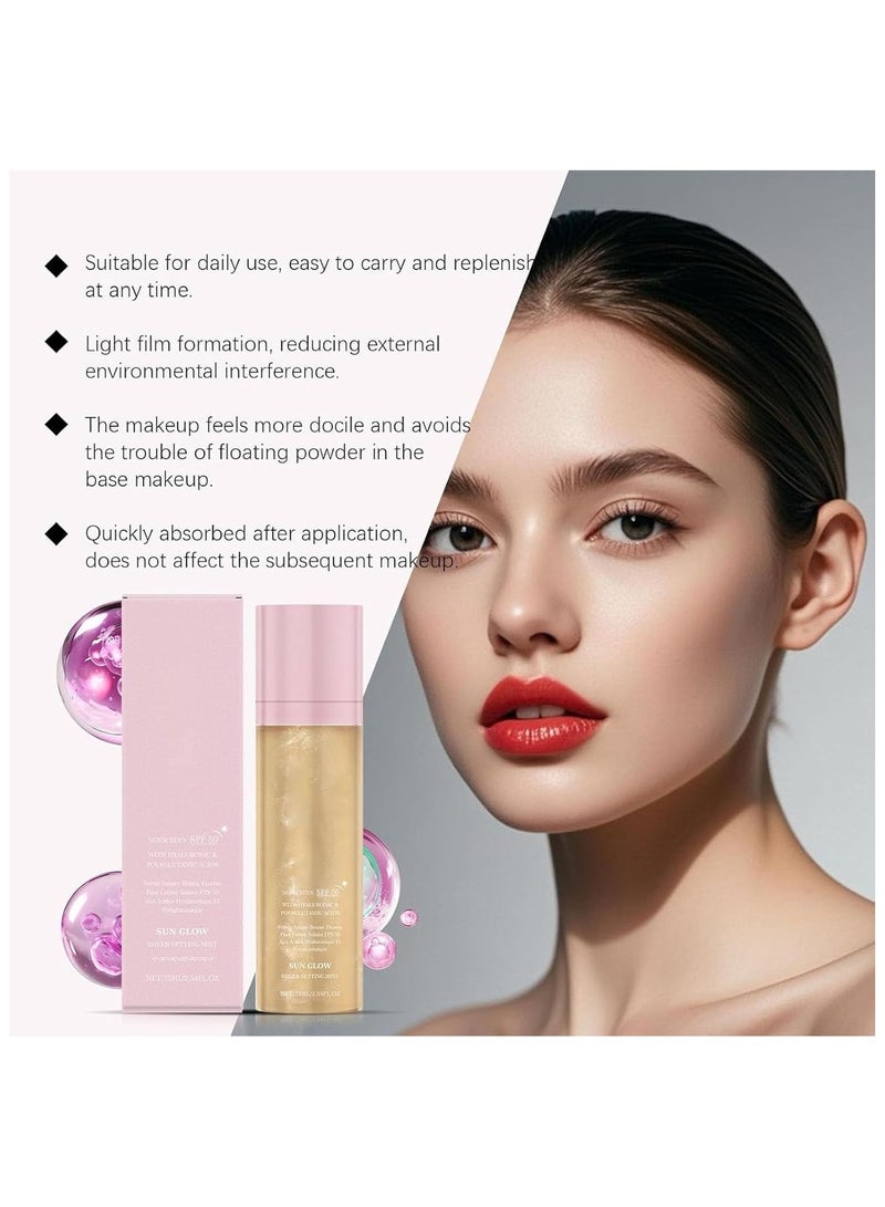 Hoygi Sunglaze Sheer Setting Mist Sunscreen SPF 50, Hydrating Glow Mist Spf, Sunglaze Settingmist, Sheer Mistsunscreen, Shimmer Sunscreen, Hydrating Glow Mistwith Shimmering Oil (1pcs) - Image 5