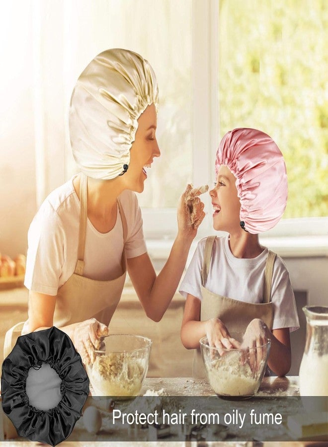 AUM ENTERPRISE Shower Cap For Women Men 3PCS Shower Caps For Women Waterproof Shower Cap, Reusable Shower Cap Long Hair Bonnet Set For Kids With Black Gold Pink Bath Cap. (F- Multi) - Image 4