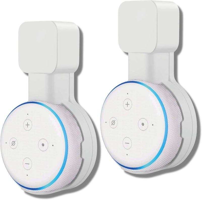 SINTRON 2X Wall Mount Holder White for Dot 3rd Generation, UK Google Mini, Smart Home Wall Mount Stand Hanger for Dot 3 Speaker Holder, Simplify Declutter Your Living Space Without Messy Wires (White) - Image 1
