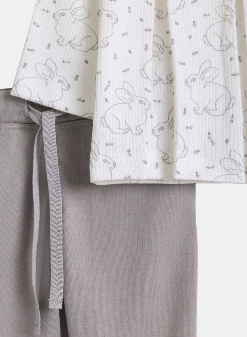 Junior Baby Girls Hello Bunny Pyjama Set - Image 3