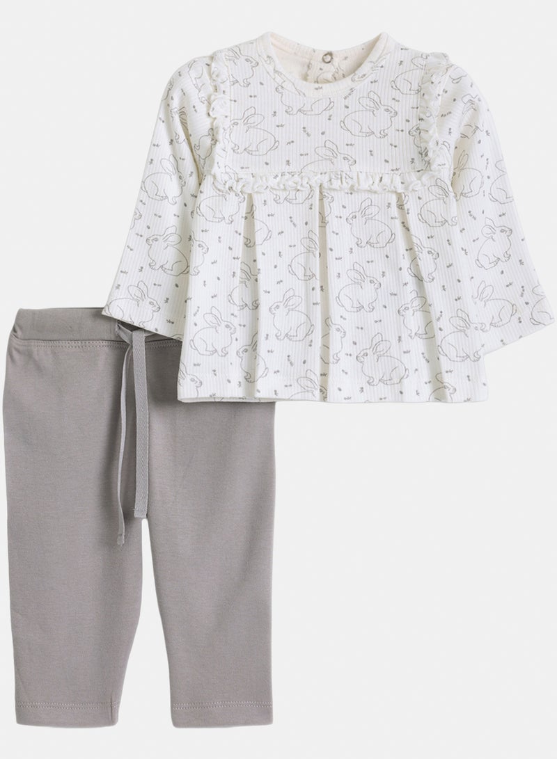 Junior Baby Girls Hello Bunny Pyjama Set - Image 1