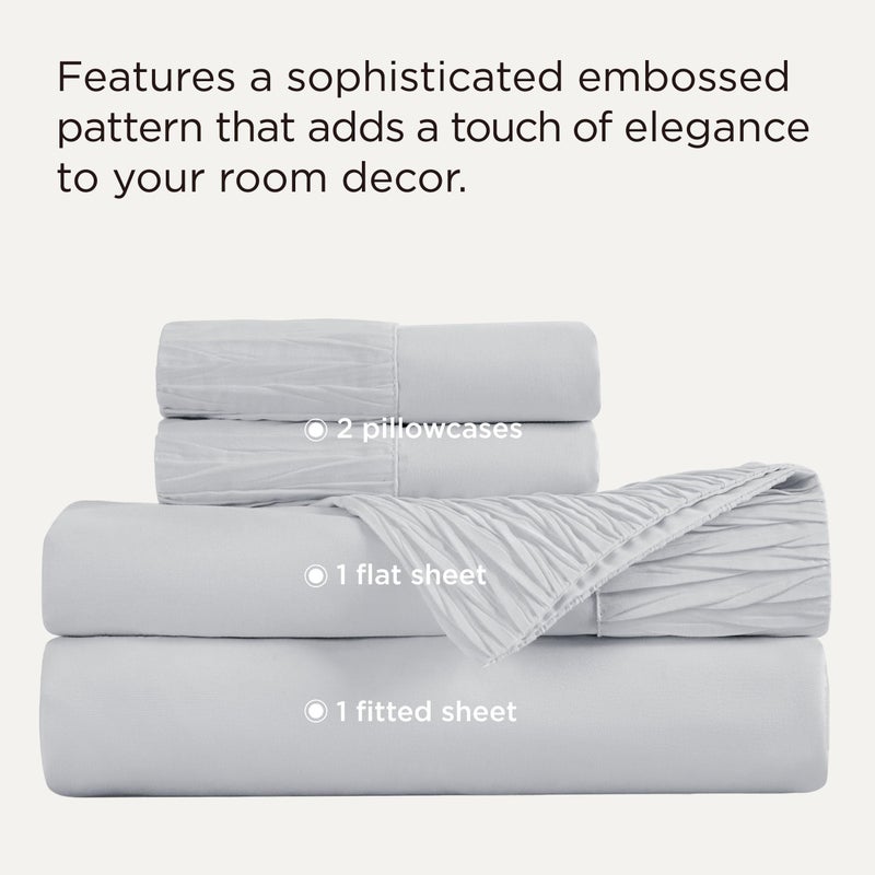 Bedsure California King Sheet Sets - 4 Pieces Soft Cal King Sheets - Breathable & Cooling - Hotel Luxury - Easy Care Polyester Microfiber Bedding for Women, Men, Light Grey - Image 2