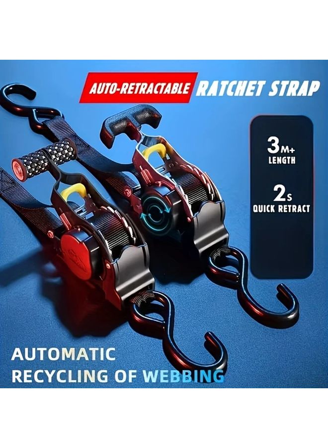 1pc Retractable Ratchet Strap For Motorcycles Luggage Automatic Shrink Bundle Tape - Image 2