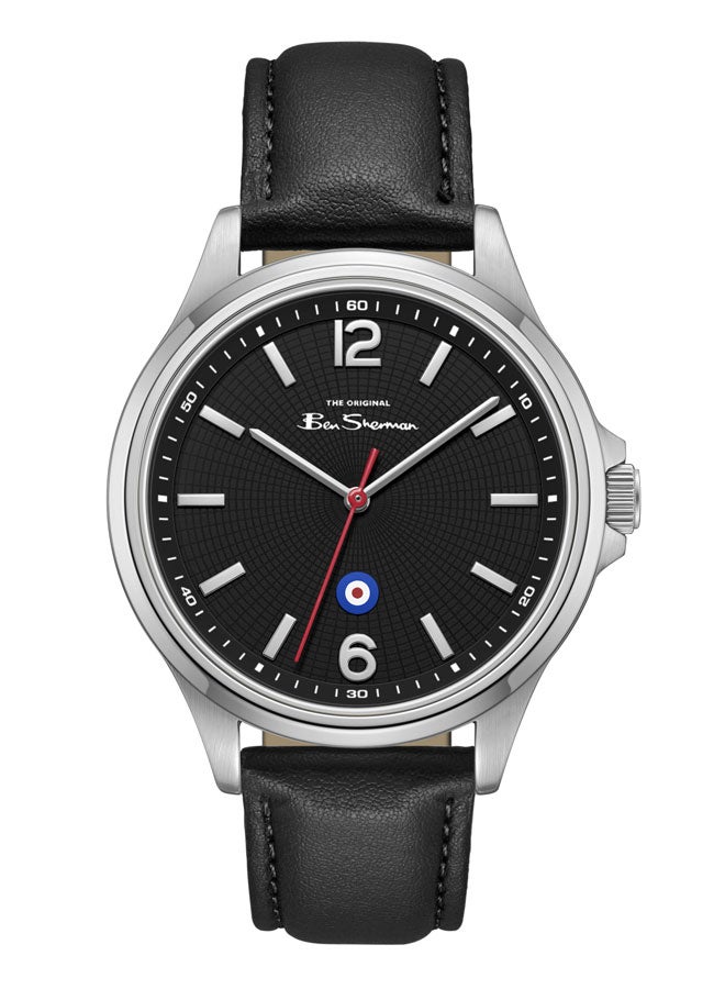 Ben Sherman Westminster Black Dial Black Genuine Leather Strap Analog Watch for Men, 43mm - Image 1
