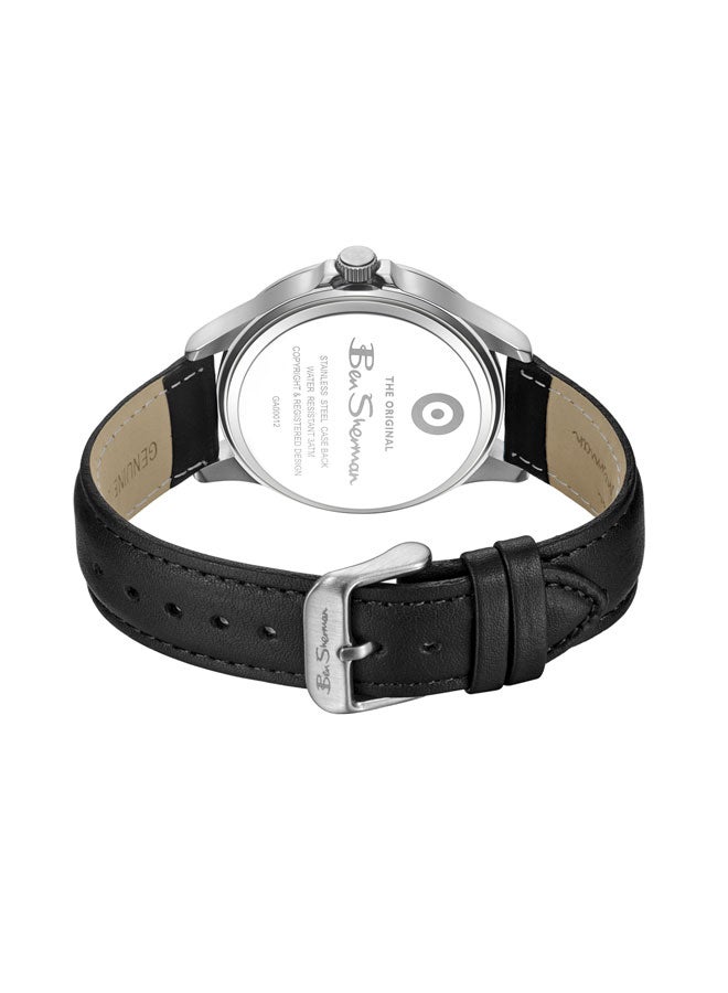 Ben Sherman Westminster Black Dial Black Genuine Leather Strap Analog Watch for Men, 43mm - Image 3