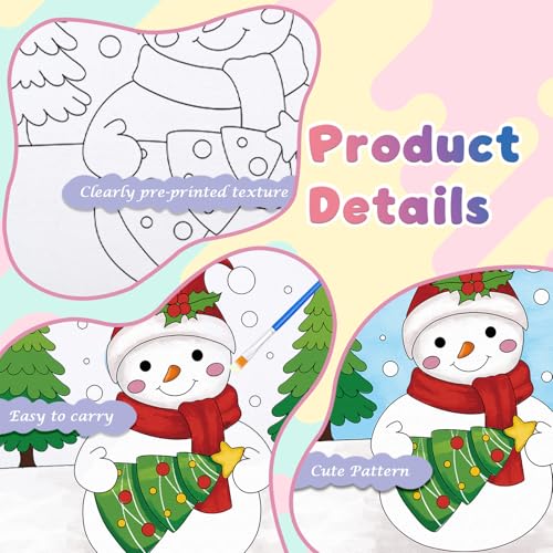 Anseal 12 Packs Pre Drawn Canvas to Paint, 4" X 4" Merry Christmas Happy New Year Pre-Printed Canvas Paint Party, Stretched Outline Painting Boards for Beginners, Party Favor - Image 4
