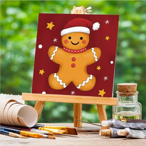 Anseal 12 Packs Pre Drawn Canvas to Paint, 4" X 4" Merry Christmas Happy New Year Pre-Printed Canvas Paint Party, Stretched Outline Painting Boards for Beginners, Party Favor - Image 2
