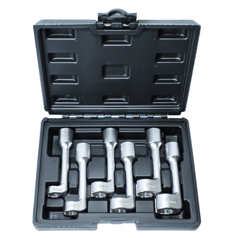DPTOOL 12pt 12 Dr LType Diesel Injector Line Socket Wrench Set 12 14 16 17 18 19mm 6PCS