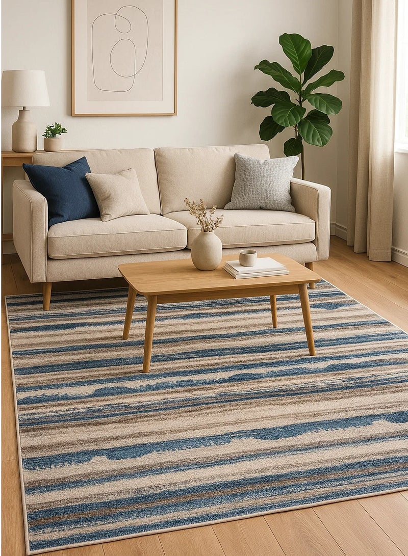 لوفت لومار، سجادة أريكة، سجادة غرفة معيشة حديثة، سجادات أرضية ناعمة، وسائد سجادة، سجادة أريكة غير قابلة للانزلاق، سجادة غرفة معيشة قابلة للغسل، مقاس 240*340 سم، أزرق/بيج-54016-SP9-X - Image 1