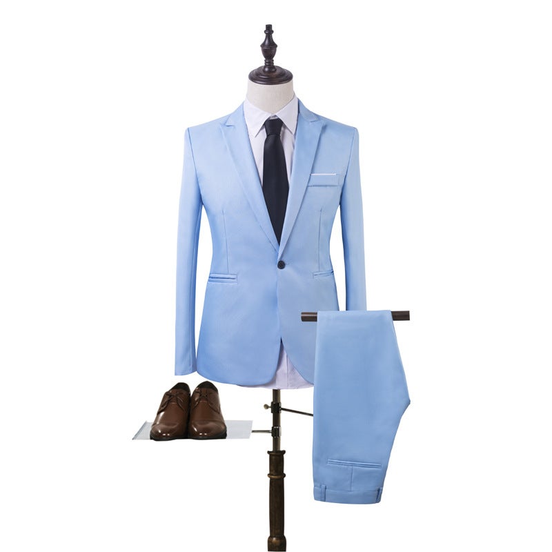 Men'S Clothing 2022 Export New Men'S Fashion Business Two-Piece Suit Korean Style Slim Suit Trend - Image 1