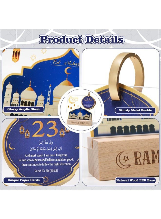 YLQQYL Ramadan Calendar Decorations, Acrylic Eid Ramadan Light with Countdown Calendar for Ramadan Decor, Ramadan Mubarak Gift for Home and Table Centerpieces - Image 4
