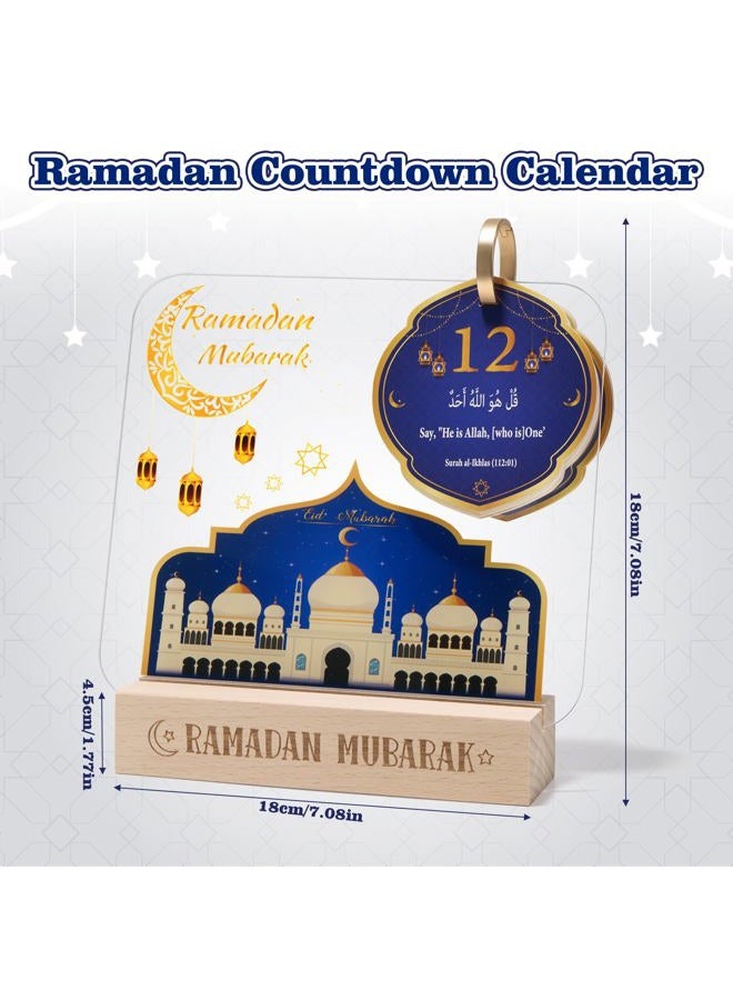 YLQQYL Ramadan Calendar Decorations, Acrylic Eid Ramadan Light with Countdown Calendar for Ramadan Decor, Ramadan Mubarak Gift for Home and Table Centerpieces - Image 2