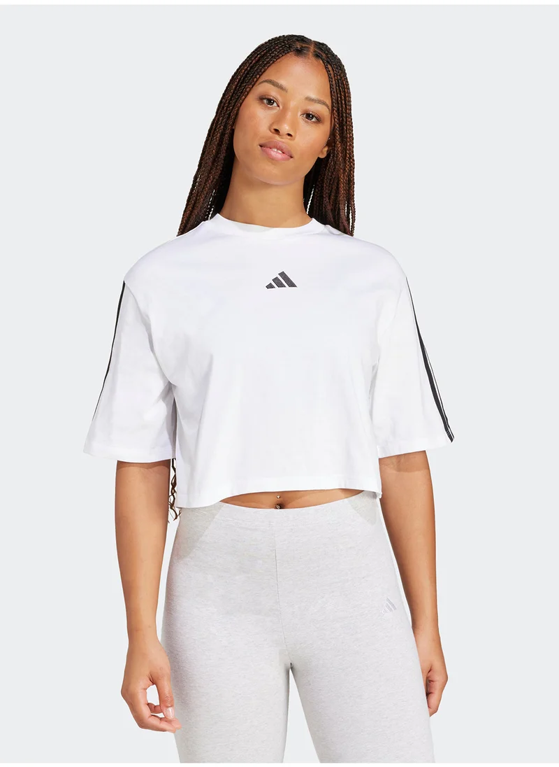 Adidas Essentials 3 Stripes Cotton Loose T-Shirt