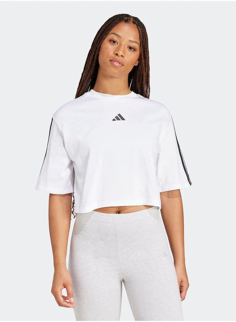 اديداس تيشيرت أساسي بثلاث خطوط فضفاض