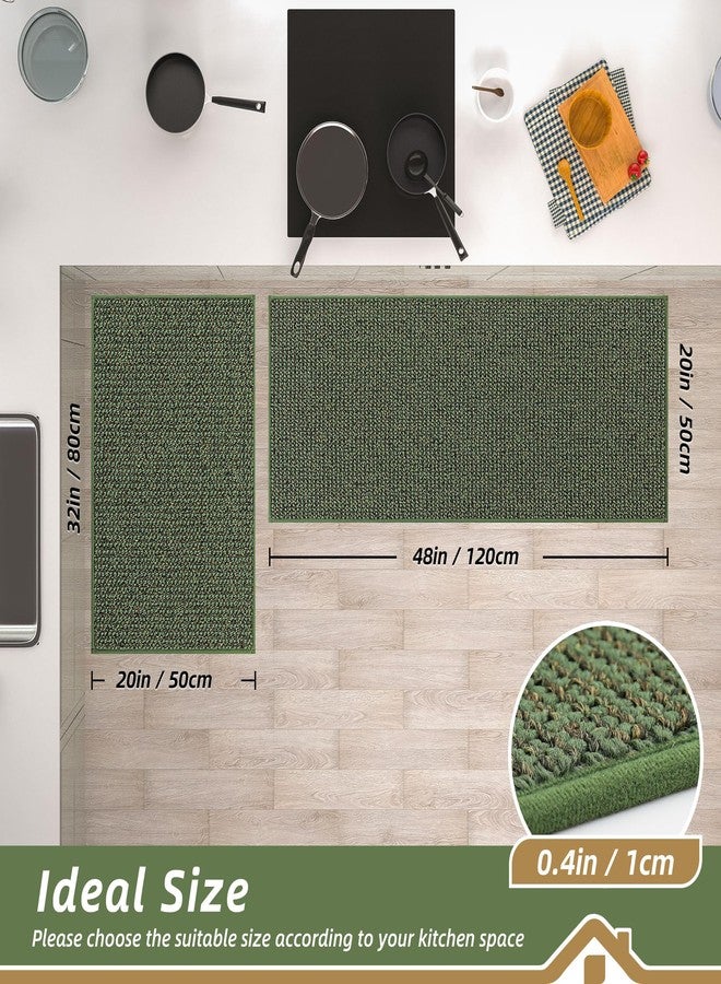 BEQHAUSE Kitchen Rugs and Mats Set of 2, Non Skid Washable Absorbent Kitchen Runner Rug with TPR Backing for Kitchen,Front of Sink,Laundry (Green, 20"x32"+20"x48") - Image 2