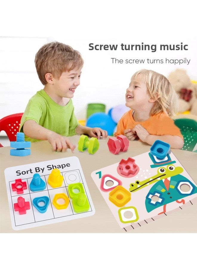 Mushroom Nail Puzzle Patch Board Children's Screw Toy Nut Assembly And Disassembly Baby Shape Matching Building Blocks-Specifications:Screw Turning Music  - Image 3