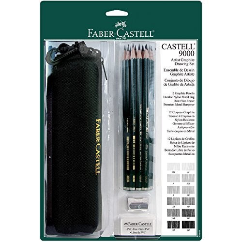 FABER-CASTELL مجموعة فابر-كاستل 9000 للرسم بالفحم مع حقيبة مجموعة من 12 - Image 1