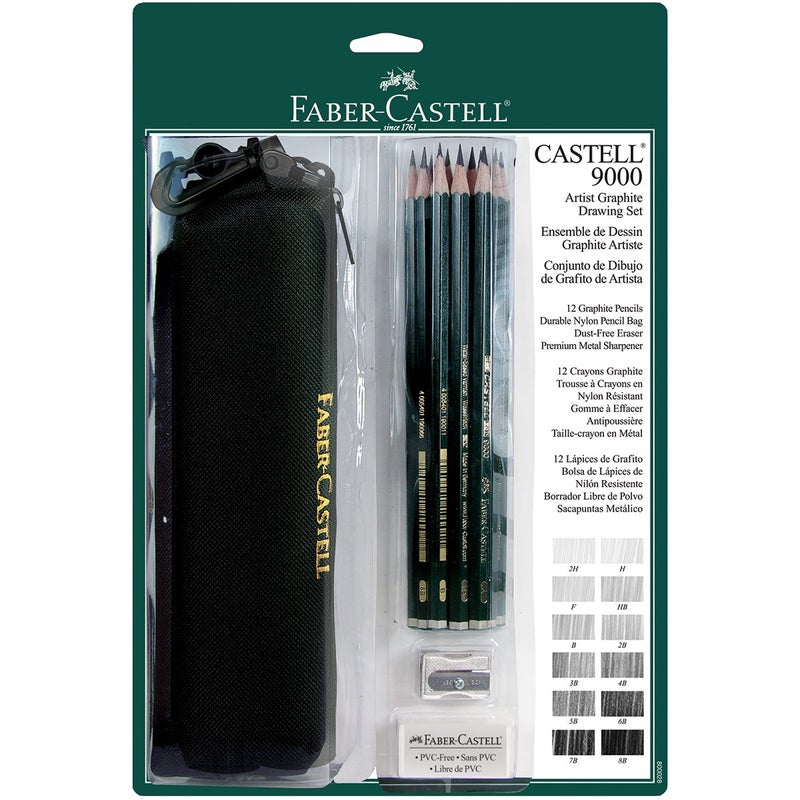 FABER-CASTELL مجموعة فابر-كاستل 9000 للرسم بالفحم مع حقيبة مجموعة من 12 - Image 4