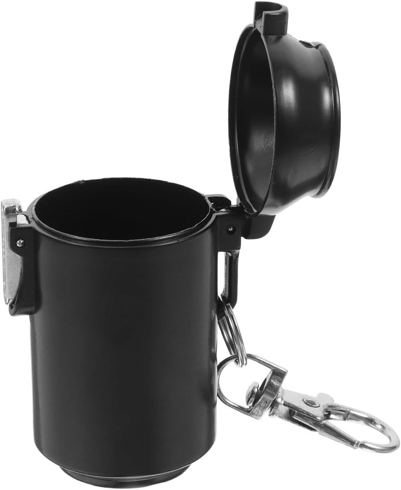 TIDTALEO Portable Car Ashtray with Lid, Large Black Fireproof Cigarette Butt Holder, Leakproof Pocket Ashtray for Outdoor Travel and Home Smoking Disposal - Image 1