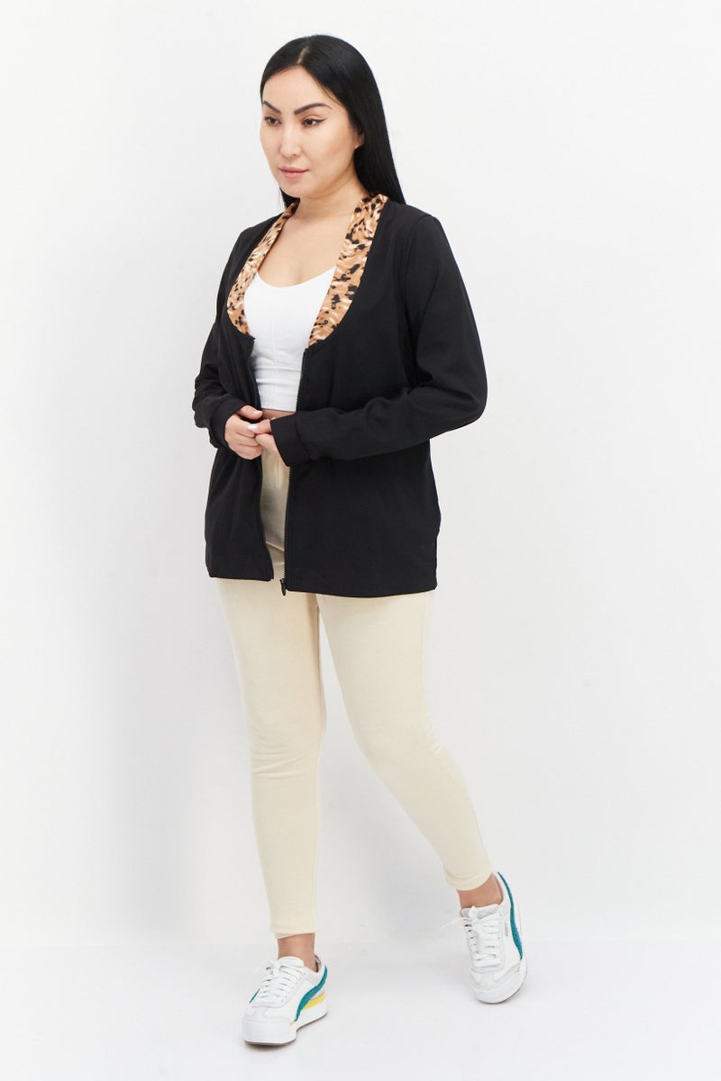 PUMA جاكيت خارجي طويل الأكمام للنساء، رياضي، أسود - Image 3