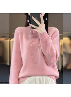 Generic New Chinese Style Knitwear Pullover Sweater Womens High-End Feel Stylish Pure Wool Knit Base Layer Crew Neck Pattern Off-white  - Image 4