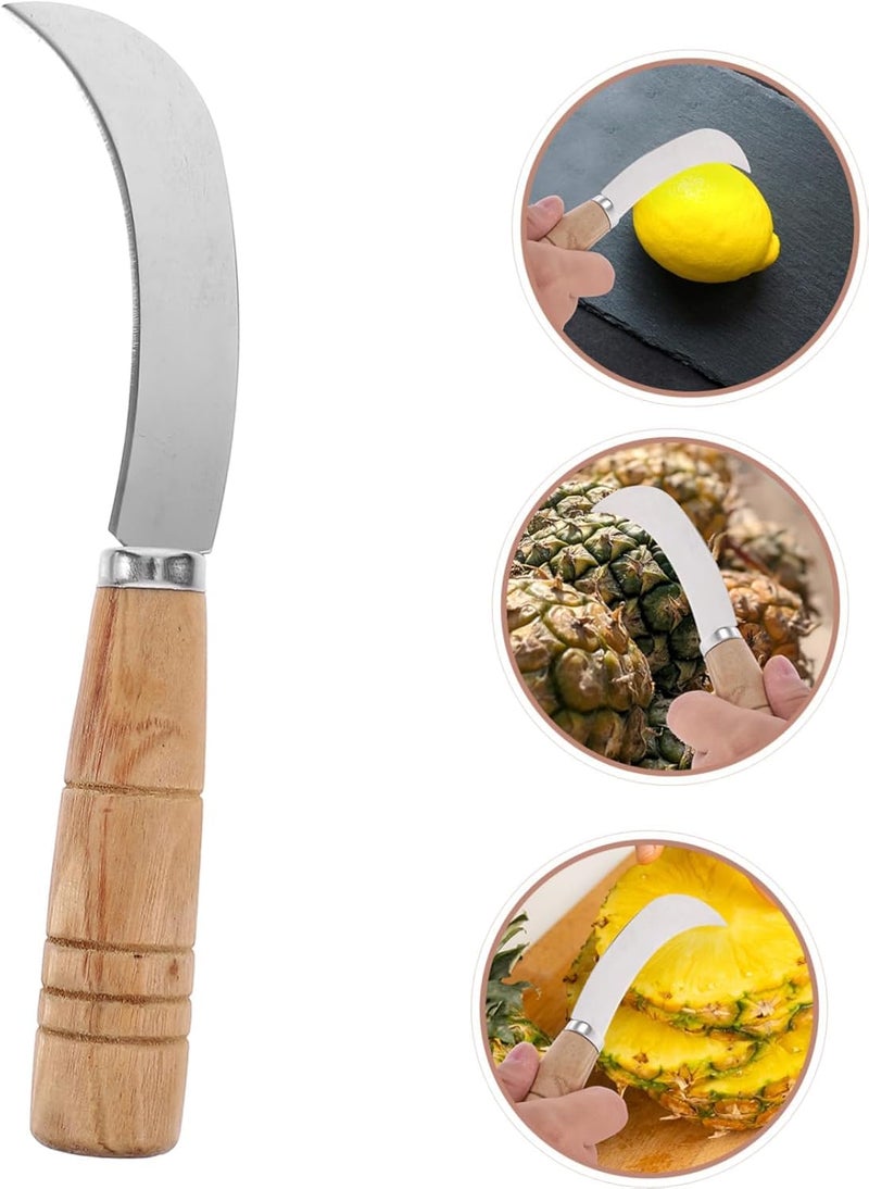 Prostuff.in® Multipurpose Stainless Steel Curved Shape Fruit Peeling & Vegetable Cutting Knife Hand Held Tool Farming Paring for Mango Pine Apple Grass Cutter Home Restaurant Silver Color 1 Pcs - Image 2